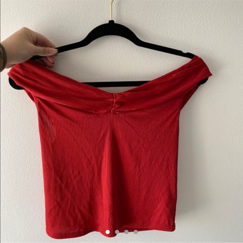 Silence + Noise ribbed off the shoulder top